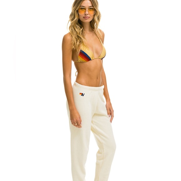 🌈Aviator Nation- Vintage White 5 Stripe Sweatpants Joggers- XS✈️ - Picture 3 of 5